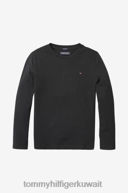 أسود Tommy Hilfiger أعلى الأساسية طويلة الأكمام 446443085