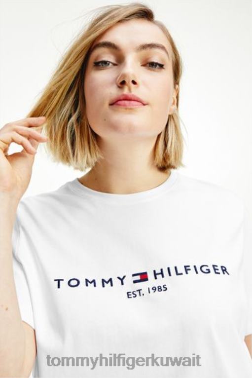 أبيض Tommy Hilfiger تي شيرت برقبة دائرية منحنية 446443088