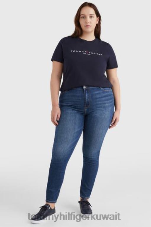 أزرق Tommy Hilfiger تي شيرت برقبة دائرية منحنية 446443093