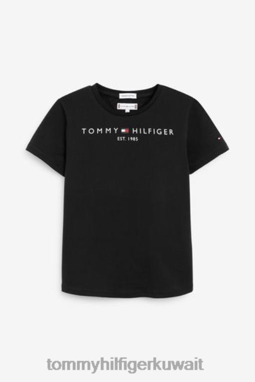 أسود Tommy Hilfiger تيشيرت بشعار أساسي 446443094