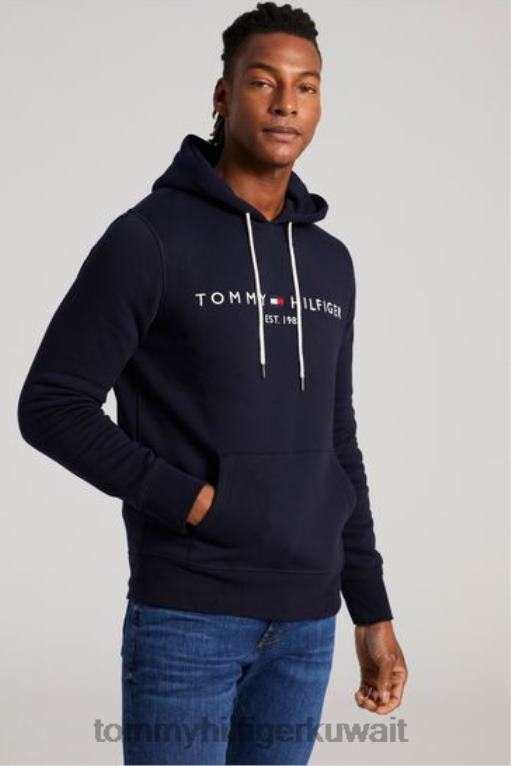 أزرق Tommy Hilfiger هوديي الشعار الأساسي 446443097