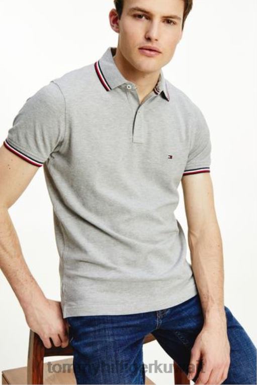 رمادي Tommy Hilfiger قميص بولو أبيض رفيع 446443121