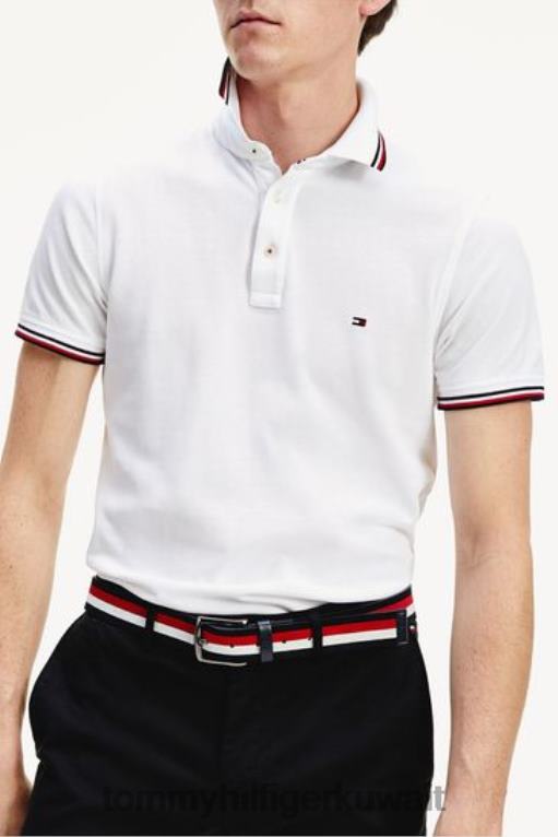 أبيض Tommy Hilfiger قميص بولو رفيع مقلوب 446443122