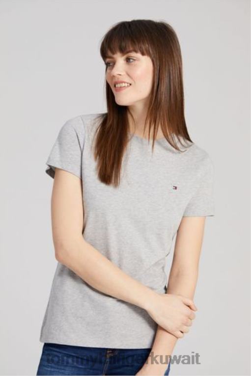 رمادي Tommy Hilfiger طاقم الرقبة تي شيرت 446443131