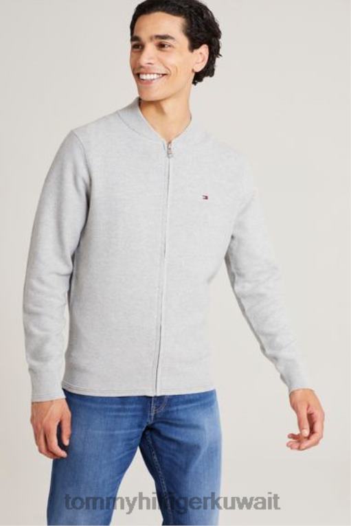 رمادي Tommy Hilfiger محبوك البيسبول البريدي من خلال البلوز 446443136