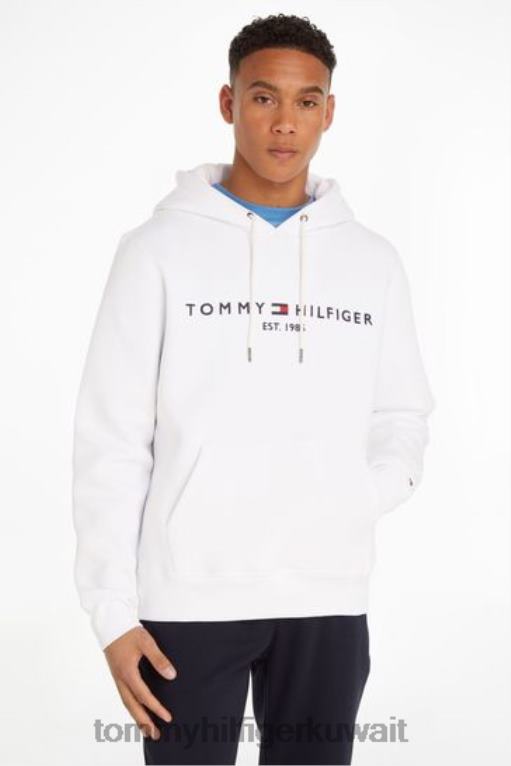 أبيض Tommy Hilfiger هوديي شعار رجالي 446443141