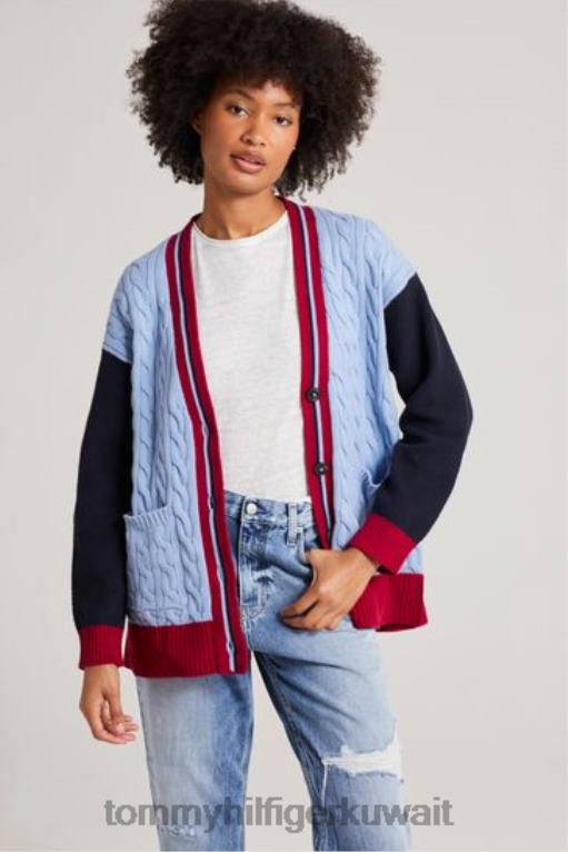 أزرق Tommy Hilfiger سترة متماسكة الكابل 446443187