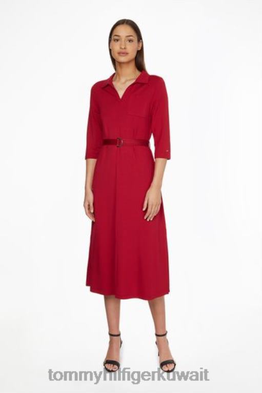 لون القرنفل Tommy Hilfiger فستان قميص ميدي 446443197