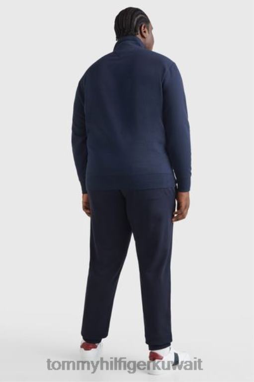 أزرق Tommy Hilfiger كنزة كبيرة وطويلة برقبة وهمية وشعار الماركة 446443227