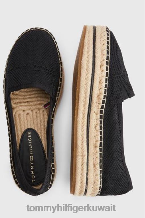 أسود Tommy Hilfiger أحذية قماشية مسطحة الشكل 446443245