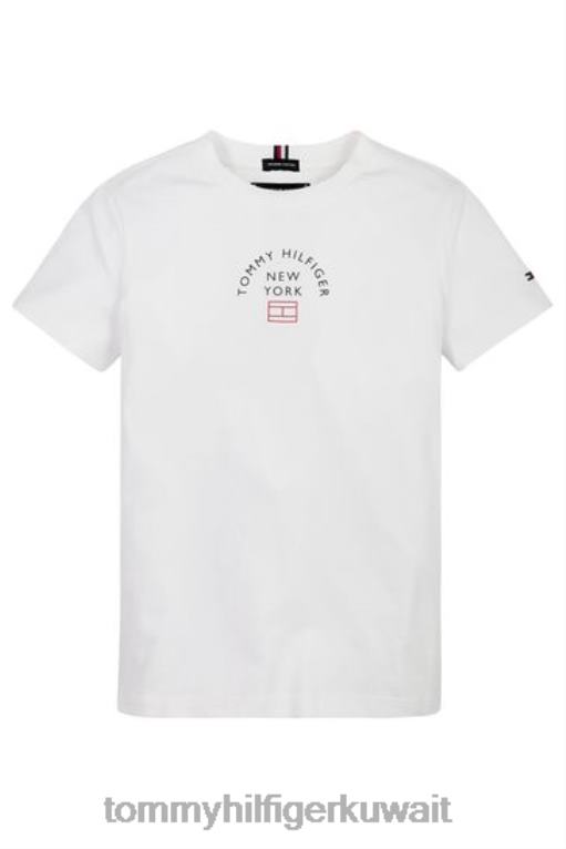 أبيض Tommy Hilfiger شعار تي شيرت 446443252
