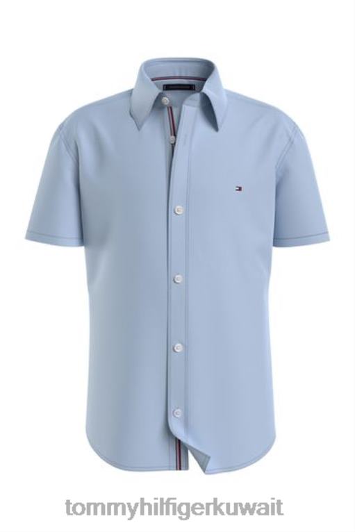 أزرق Tommy Hilfiger قميص أكسفورد قصير الأكمام 446443274