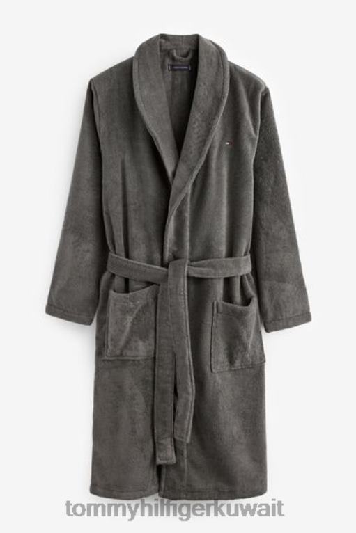 رمادي Tommy Hilfiger رداء حمام أيقونة القطن 446443323