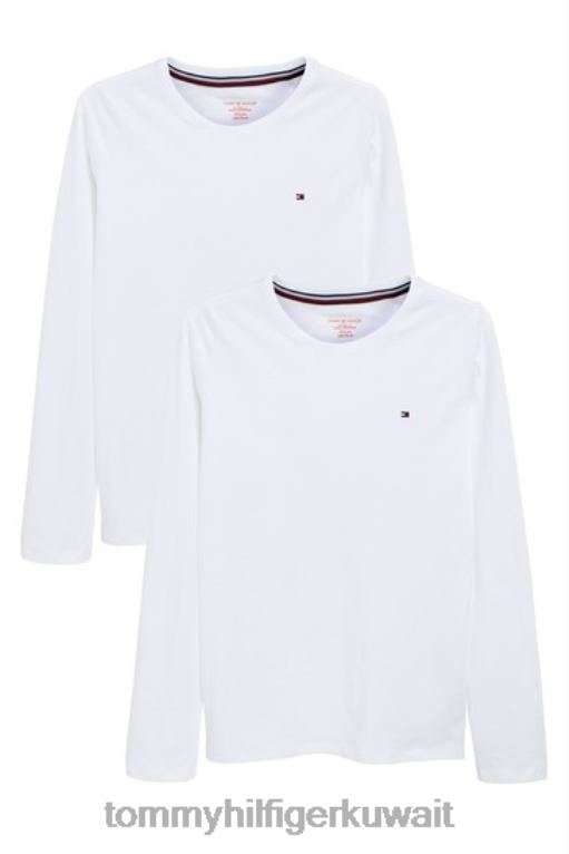أبيض Tommy Hilfiger حزمة من قطعتين تيشيرتات أصلية طويلة الأكمام 446443352