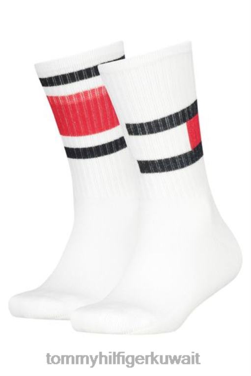 أبيض Tommy Hilfiger جوارب بعلم الأطفال، عبوة من قطعتين 446443393