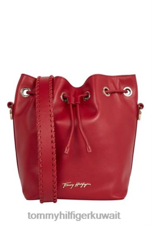 لون القرنفل Tommy Hilfiger حقيبة دلو جلدية فاخرة 446443421