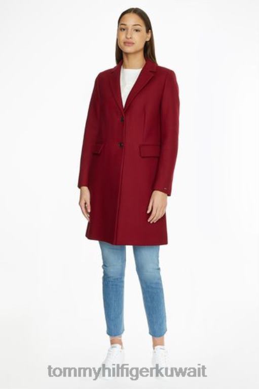 أحمر Tommy Hilfiger معطف كلاسيكي من مزيج الصوف 446443428