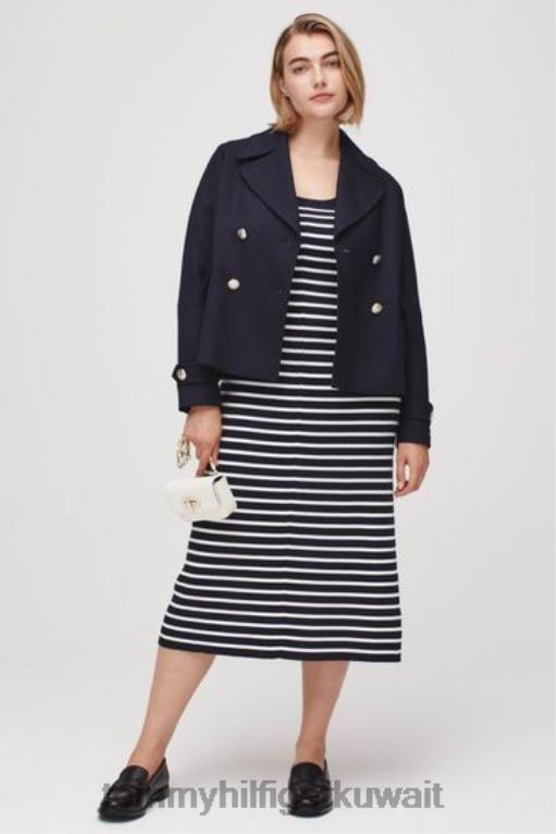 أزرق Tommy Hilfiger منحنى الرقبة مغرفة اللباس 446443434