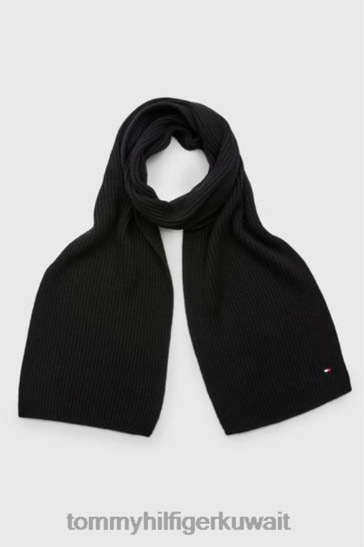 أسود Tommy Hilfiger وشاح محبوك بعلم أساسي 446443459