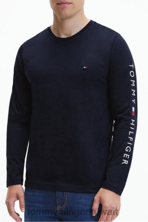 أزرق Tommy Hilfiger تيشيرت بأكمام طويلة وشعار الماركة 446443490