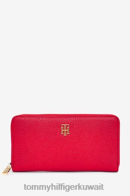 أحمر Tommy Hilfiger سحاب حرف واحد فقط حول المحفظة 446443500