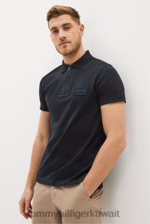 أزرق Tommy Hilfiger الرمز البريدي قميص بولو سليم 446443535