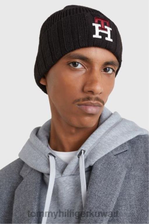 أسود Tommy Hilfiger قبعة صغيرة مونوغرام 446443549