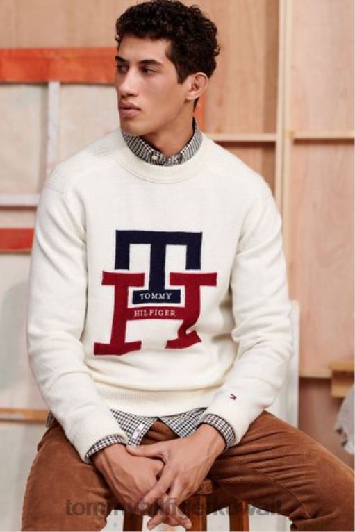 أبيض Tommy Hilfiger سترة مونوغرام جريئة 446443574