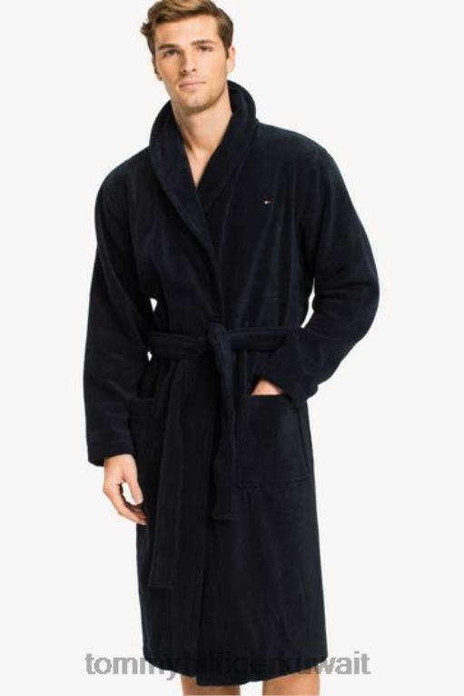 أسود Tommy Hilfiger رداء حمام أيقونة القطن 446443575