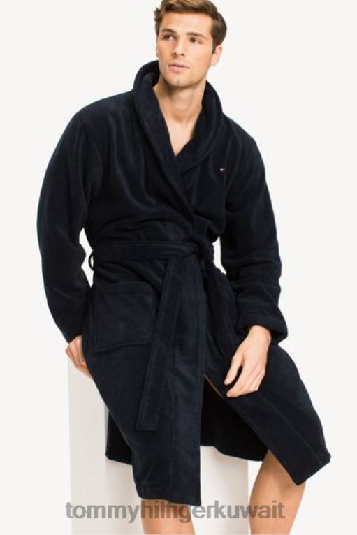 أسود Tommy Hilfiger رداء حمام أيقونة القطن 446443575