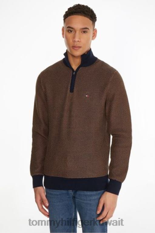 أزرق Tommy Hilfiger كنزة برقبة وهمية بلونين 446443584