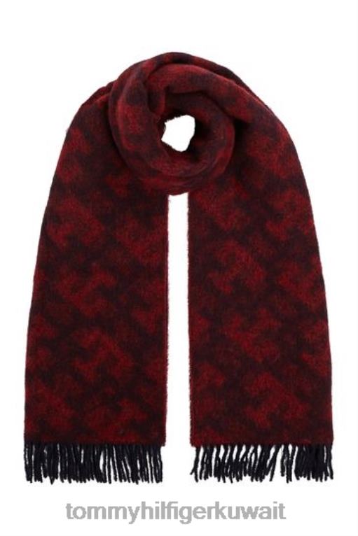 أحمر Tommy Hilfiger وشاح مونوغرام مبدع 446443587