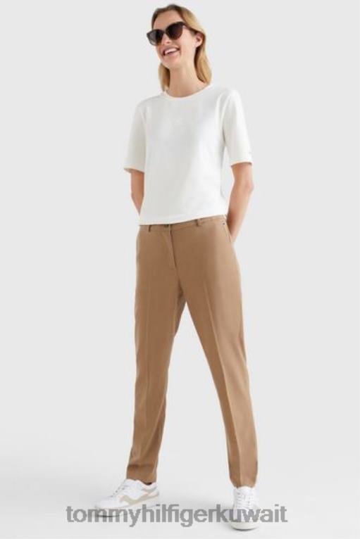 أبيض Tommy Hilfiger جزء علوي مطرز طبيعي رفيع 446443588