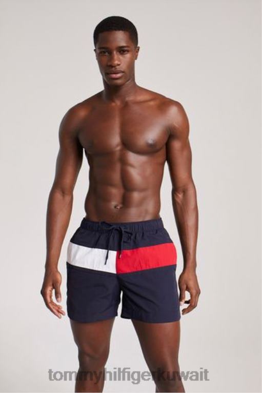 أزرق Tommy Hilfiger شورت السباحة ذو العلم الأساسي 446443611