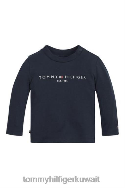 أزرق Tommy Hilfiger تي شيرت أساسي للأطفال بأكمام طويلة 446443615