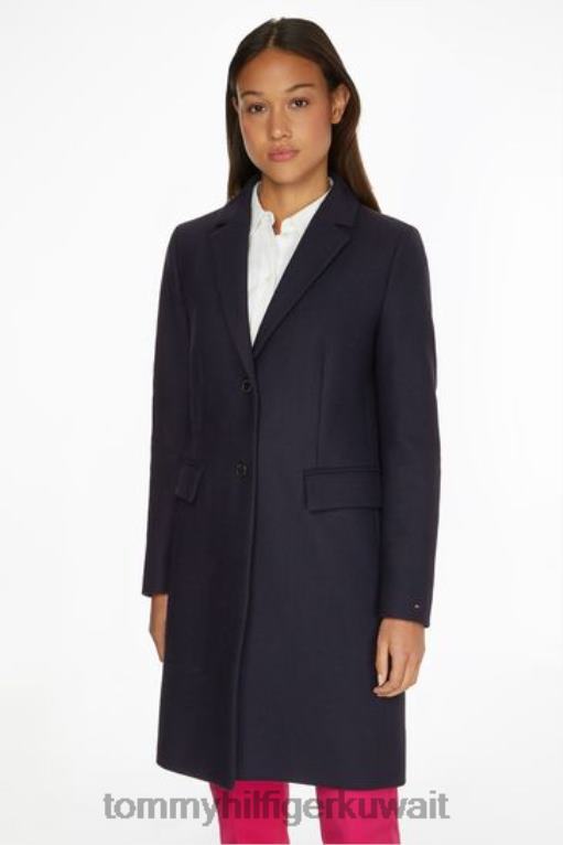 أزرق Tommy Hilfiger معطف كلاسيكي من مزيج الصوف 446443636