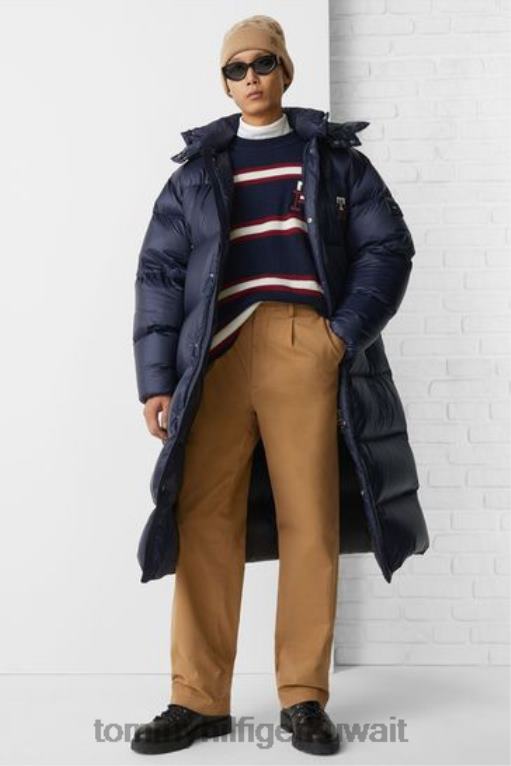 أزرق Tommy Hilfiger كنزة مخططة من الصوف بنقش مونوغرام 446443637