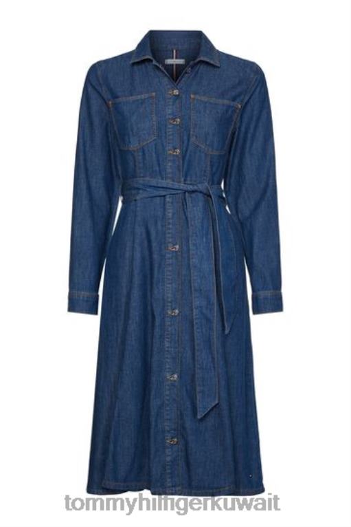 أزرق Tommy Hilfiger فستان مادي ميدي 446443639