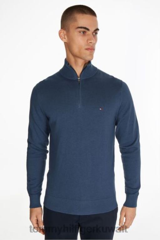 أزرق Tommy Hilfiger سترة من قطن بيما الكشمير بسحاب 446443649