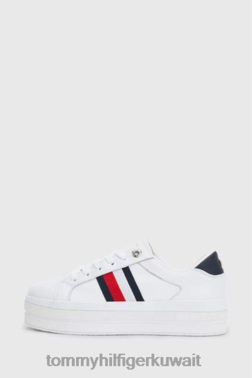 أبيض Tommy Hilfiger حزام المدربين المسطحة 446443651
