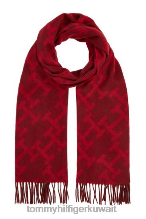 أحمر Tommy Hilfiger وشاح مونوغرام 446443655