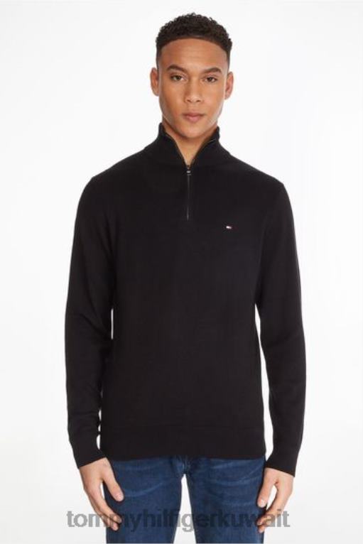 أسود Tommy Hilfiger سترة من قطن بيما الكشمير بسحاب 446443656