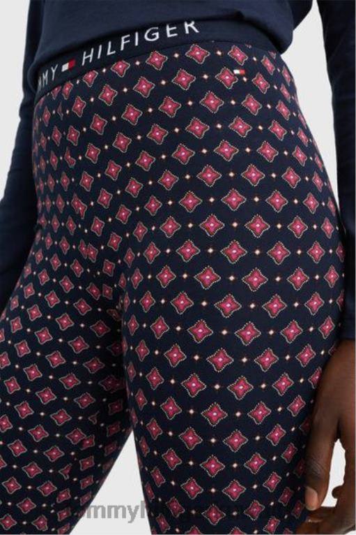 أزرق Tommy Hilfiger طقم نوم بأكمام طويلة وبنطلون ضيق 446443665