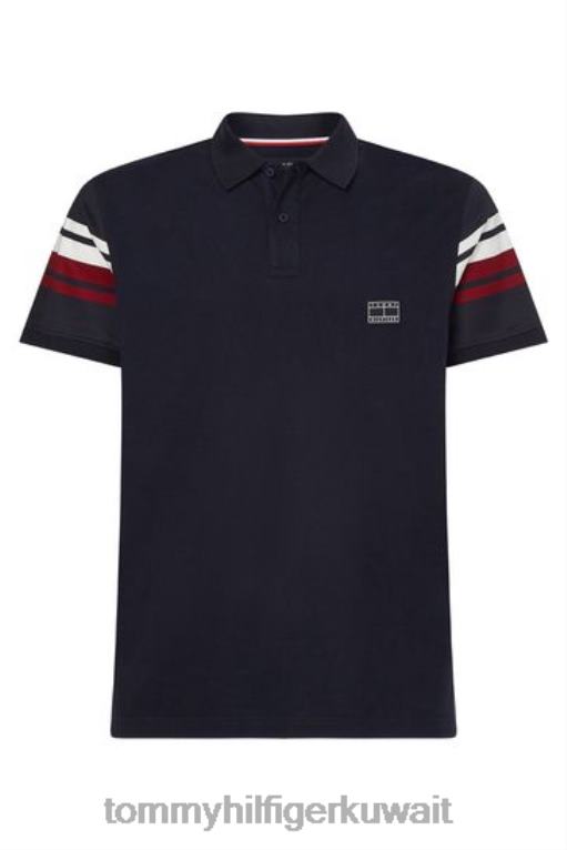 أزرق Tommy Hilfiger قميص بولو بشريط كبير وطويل 446443776