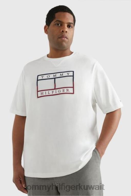 أبيض Tommy Hilfiger تي شيرت علم كبير وطويل القامة 446443797