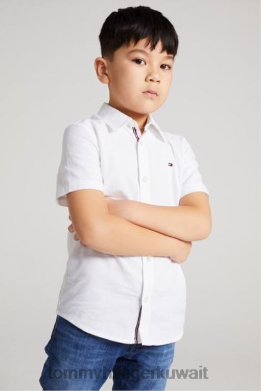 أبيض Tommy Hilfiger قميص أكسفورد قصير الأكمام 446443808