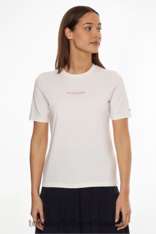 اللون البيج Tommy Hilfiger تي شيرت أساسي ذو علامة تجارية طبيعية 446443822