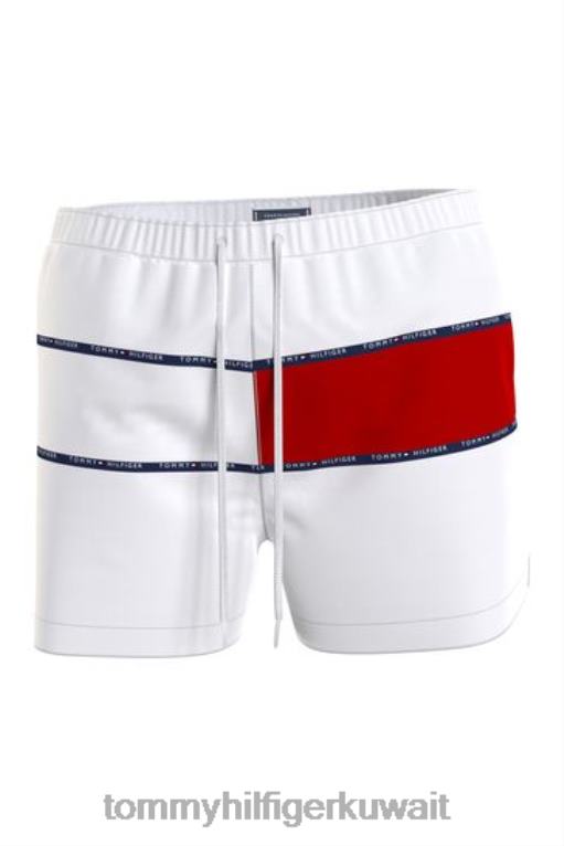 أبيض Tommy Hilfiger شورت السباحة ذو العلم الأساسي 446443824