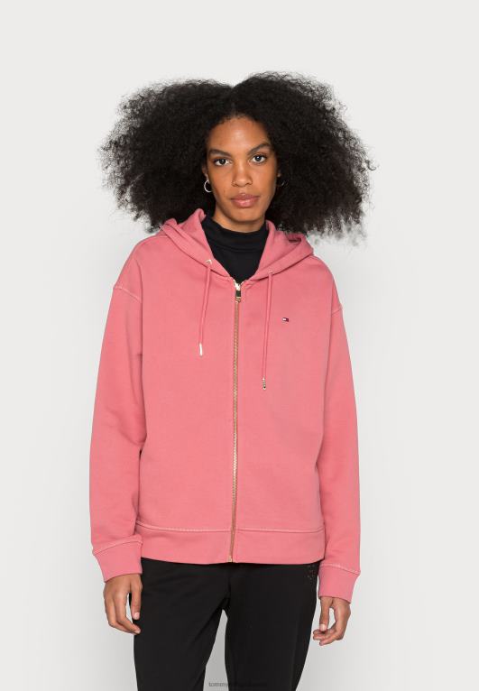 الإنجليزية الوردي Tommy Hilfiger سترة بغطاء للرأس بسحاب كامل مريحة 446443845