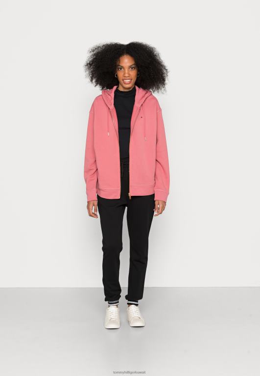 الإنجليزية الوردي Tommy Hilfiger سترة بغطاء للرأس بسحاب كامل مريحة 446443845